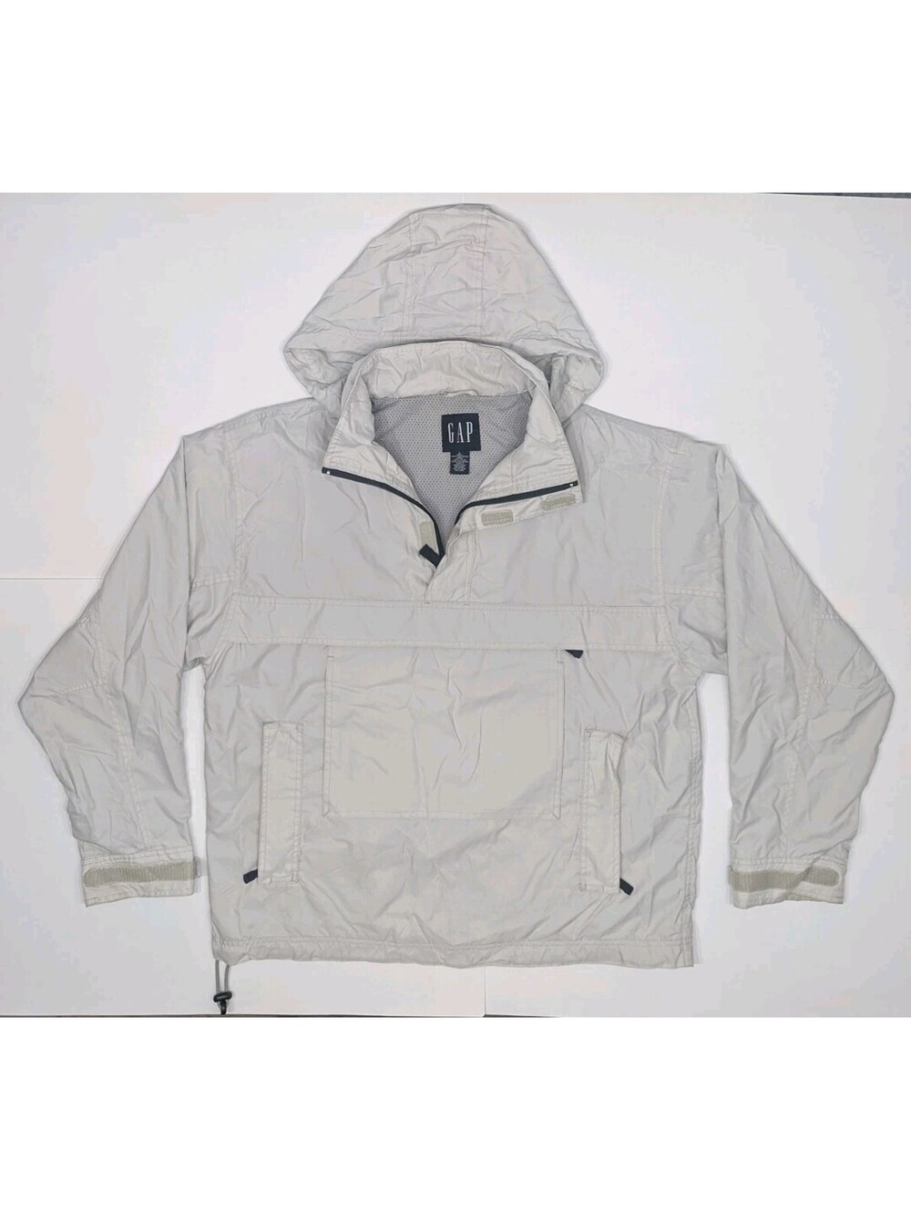 Vintage Gap Anorak Pullover Windbreaker Light Jacket Large Mesh Lined Kangaroo